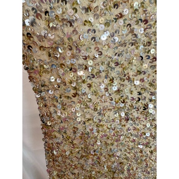 Mac Duggal Shimmering Gold Sequin Slit Gown #1068 NWT - Size 0 - Picture 12 of 12